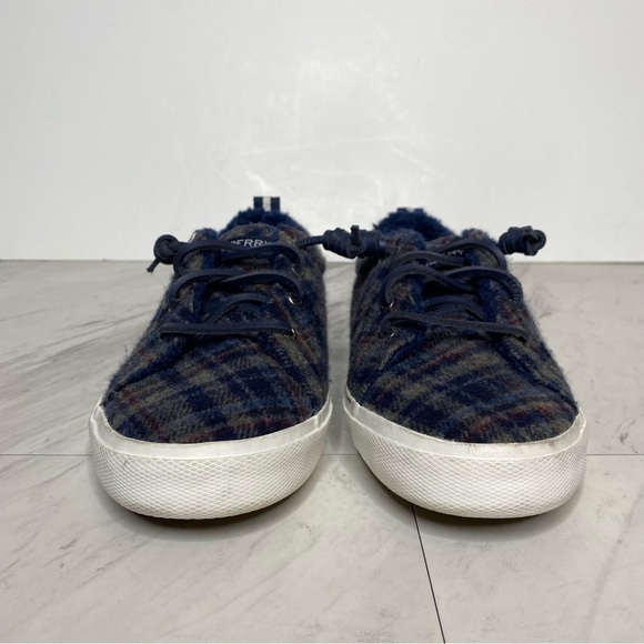 New! Sperry Pier Wave Blue Plaid Slip On Sneaker 9 - Picture 2 of 14